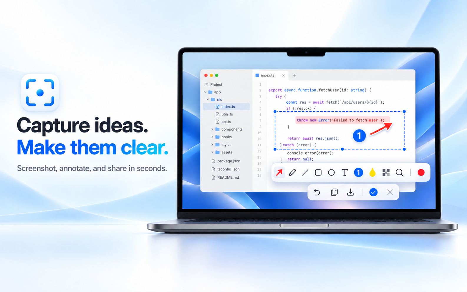 iSnap capture and annotation panel on macOS